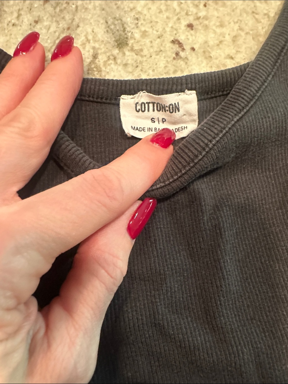 Cotton On Cropped Black Ribbed Tank Size S